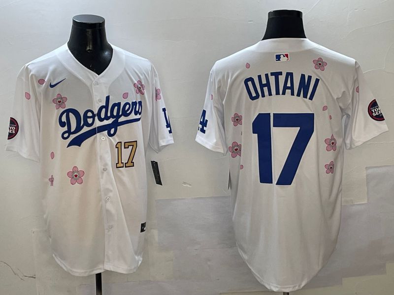 Men Los Angeles Dodgers #17 Ohtani White Sakura Edition 2025 Nike MLB Jersey style 8->los angeles dodgers->MLB Jersey